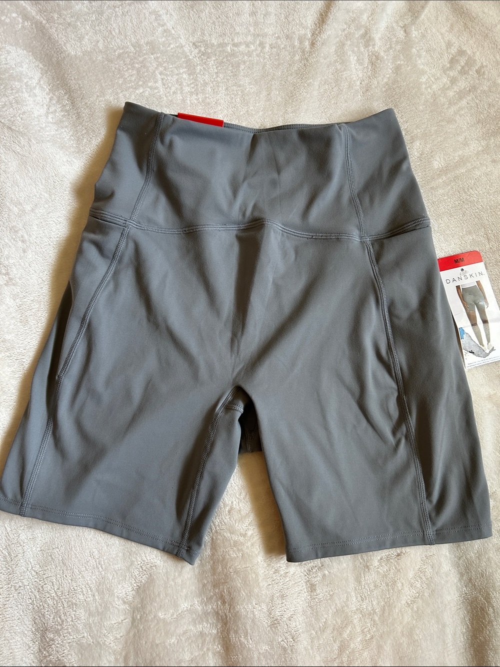 Danskin Gray High-Rise Bike Shorts with Wide Waistband